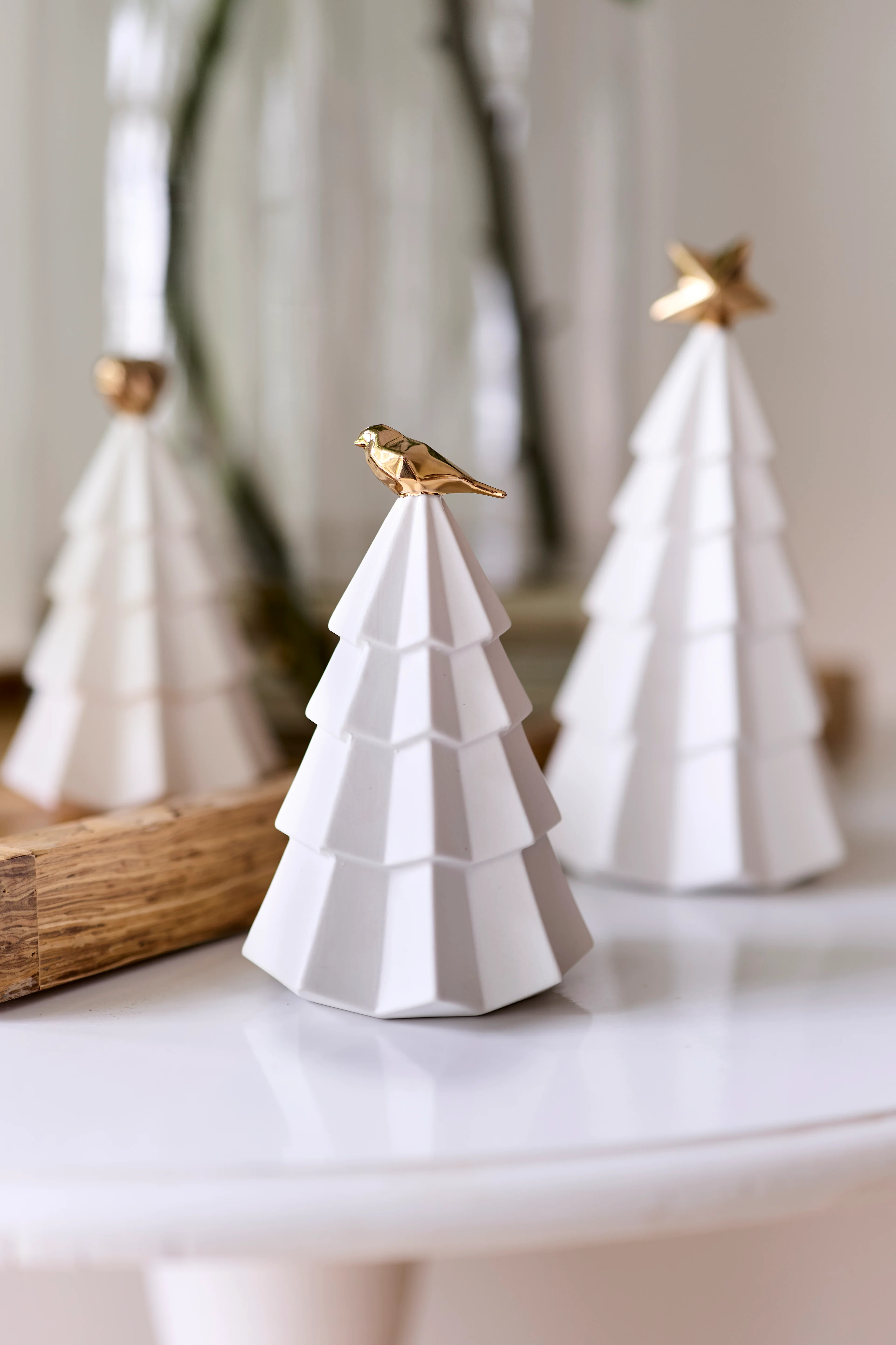 Ceramic Christmas Tree Ornament with Gold Dove - Image 2