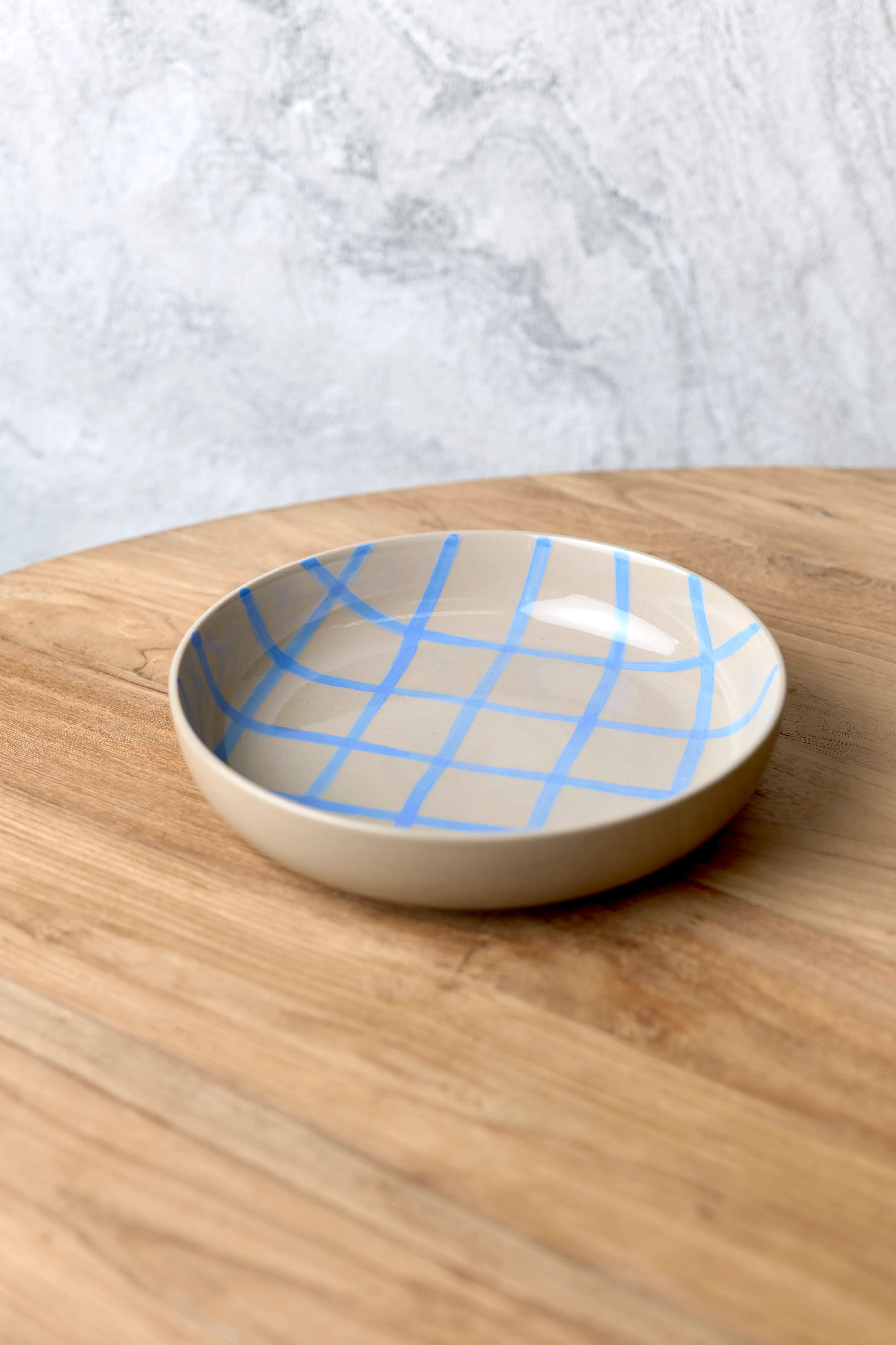Coastal Junction 28cm Salad Bowl / Stone with Blue Handbrush - Image 2